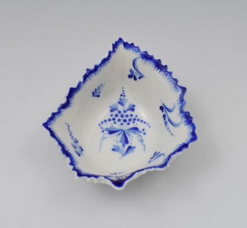 18th Century Derby Porcelain Blue & White Leaf Pickle Dish C.1775
