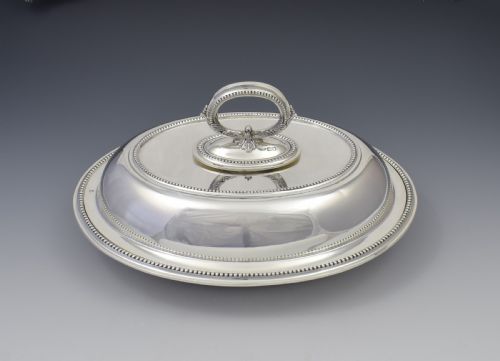 Edwardian Sterling Silver Oval Entree Dish, Hawksworth, Eyre & Co.