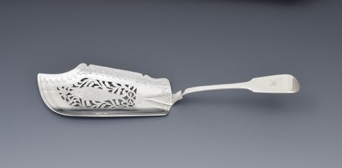 Early Victorian Pierced Silver Fish Server Slice 1840