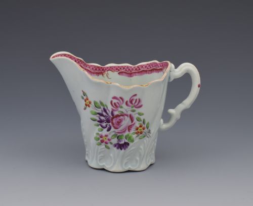 First Period Worcester Porcelain Polychrome High Chelsea Ewer Jug
