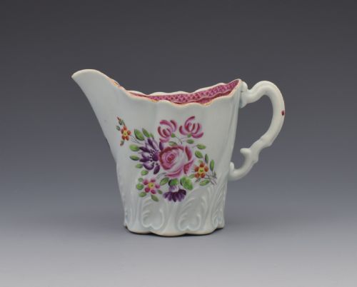 fig 1. First Period Worcester Porcelain Polychrome High Chelsea Ewer Jug