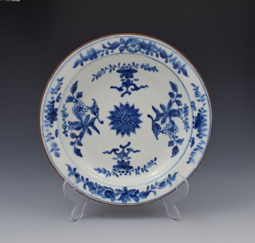 Rare Derby Porcelain Blue & White Chinese Style Soup Plate