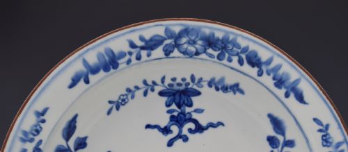 fig 1. Rare Derby Porcelain Blue & White Chinese Style Soup Plate