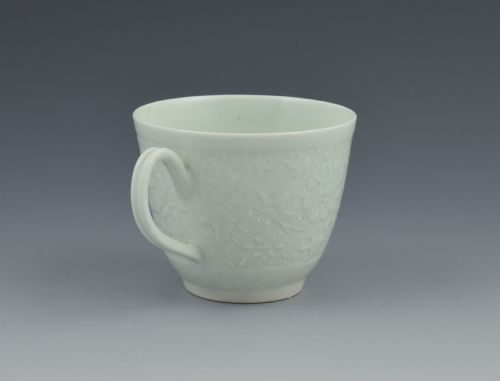 fig 1. First Period Worcester White Glazed Chrysanthemum Relief Moulded Coffee Cup