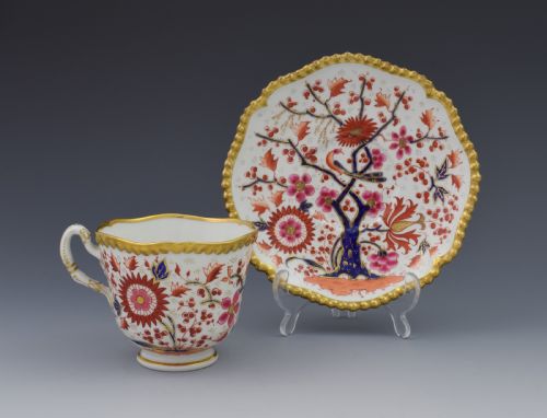 Worcester Flight Barr & Barr Gadrooned Coffee Cup & Saucer