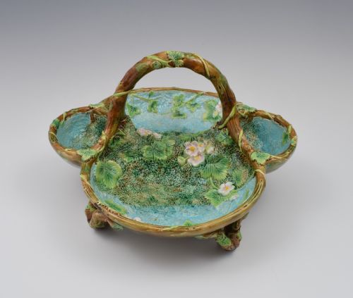 fig 1. Victorian George Jones Large Majolica Strawberry Server Basket