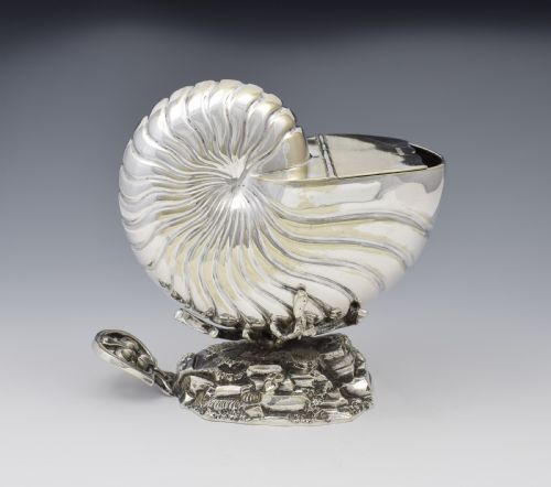 fig 1. Victorian Silver Plated Nautilus Shell Spoon Warmer Roberts & Belk