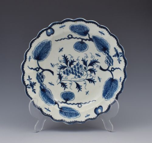 First Period Worcester Porcelain Rubber Tree Plant Dessert Plate C.1775