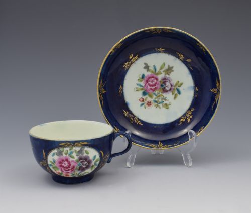 First Period Worcester Porcelain Compagnie Des Indes Cup & Saucer C.1770