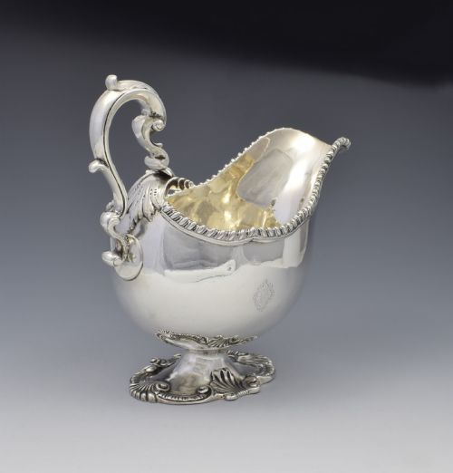 fig 1. Large Georgian Silver Sauce Boat London 1766 Sauceboat George Smith II