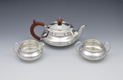 fig 1. Art Deco 3 Piece Silver Tea Set Alexander Clark & Co. Ltd