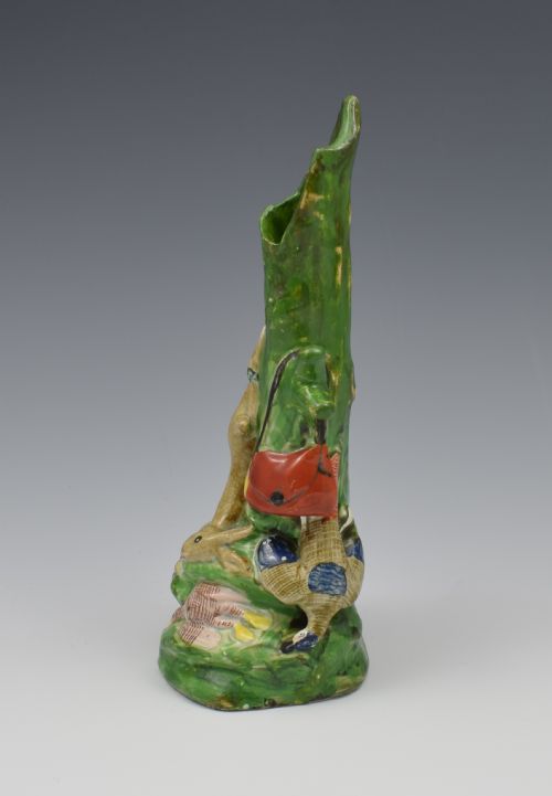 fig 1. Unusual Staffordshire Pottery Pearlware Game Spill Vase c.1820