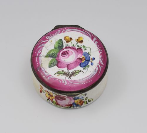 18th Century Staffordshire Bilston Enamel Floral Snuff Box