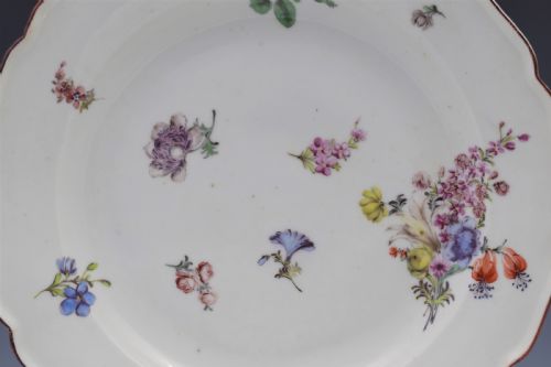 fig 1. 18th Century Chelsea Porcelain Floral Dessert Plate c.1755