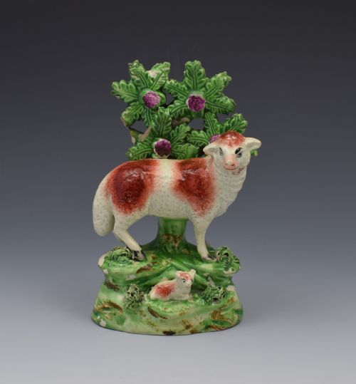 Staffordshire Pearlware Ralph Salt Figure of Sheep & Lamb