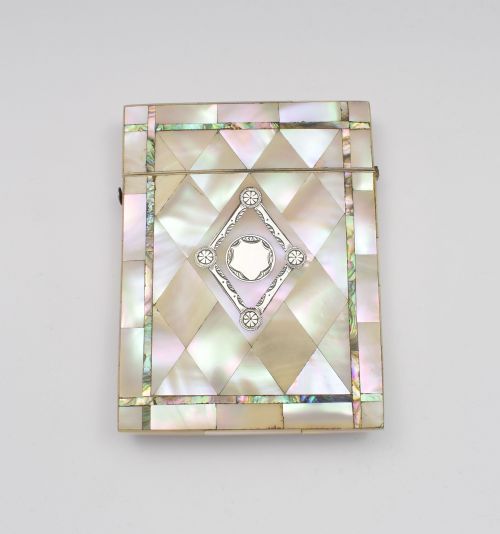 Victorian Mother of Pearl, Abalone & Silver Card Case
