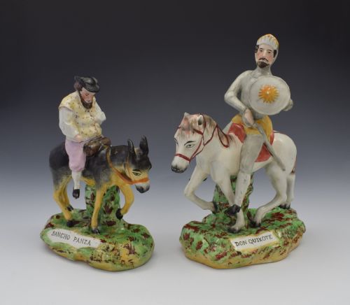 Victorian Pair Staffordshire Figures Don Quixote & Sancho Panza