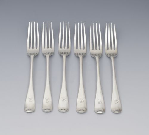 Set of 6 George V Silver Dessert Forks London 1918