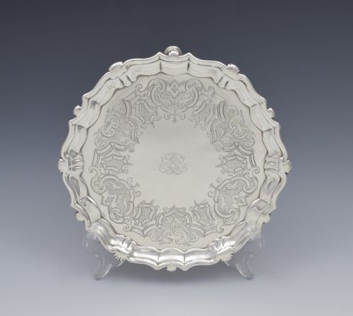 George II Silver Salver / Card Waiter 1739 John Robinson II