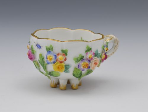 fig 1. Meissen Flower Encrusted Cabinet Cup & Saucer