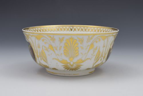 fig 1. Large Georgian Derby Porcelain Named Landscape Views Slop Bowl