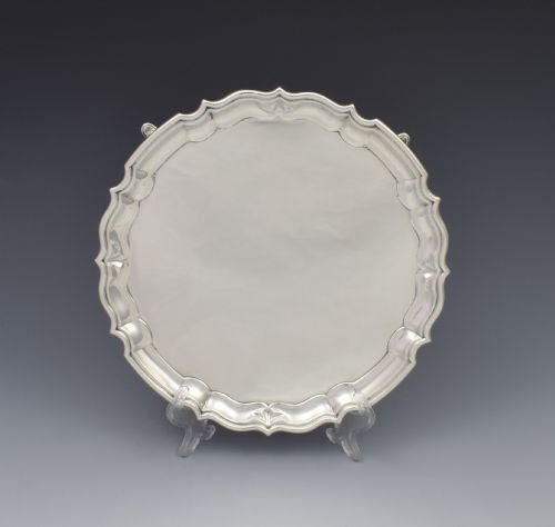 George V Silver 4 Footed 8" Salver Carrington & Co.