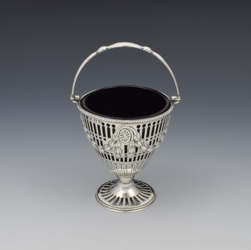 George III Pierced Silver & Glass Sugar Basket Georgian