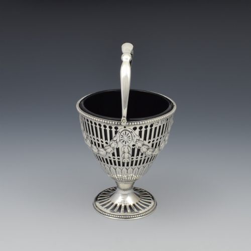 fig 1. George III Pierced Silver & Glass Sugar Basket Georgian