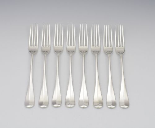 Set of 8 Victorian Scottish Silver Dinner Table Forks Edinburgh Cowan Family