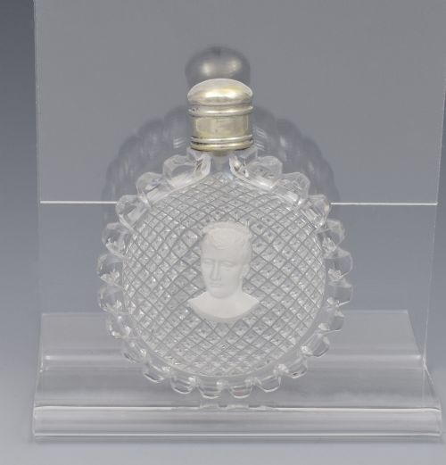 fig 1. Napoleon Sulphide Portrait Cut Glass Scent Bottle Probably Baccarat