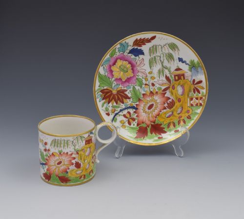 Unusual Worcester Barr Flight & Barr Porcelain Coffee Can & Saucer