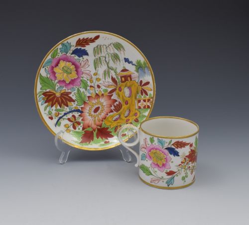 fig 1. Unusual Worcester Barr Flight & Barr Porcelain Coffee Can & Saucer