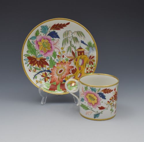 Unusual Worcester Barr Flight & Barr Porcelain Coffee Can & Saucer