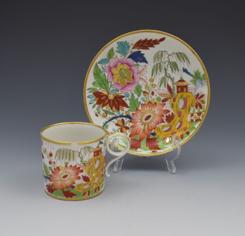 fig 1. Unusual Worcester Barr Flight & Barr Porcelain Coffee Can & Saucer