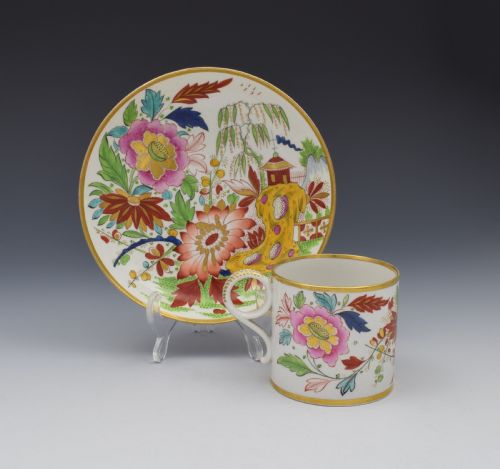 fig 1. Unusual Worcester Barr Flight & Barr Porcelain Coffee Can & Saucer