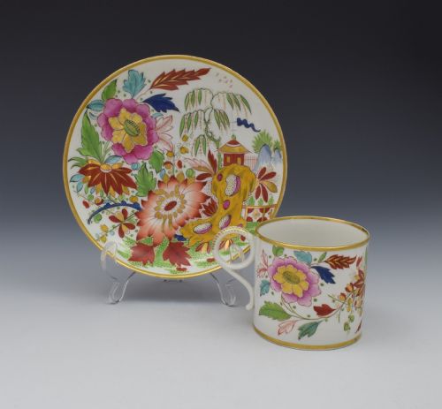 fig 1. Unusual Worcester Barr Flight & Barr Porcelain Coffee Can & Saucer