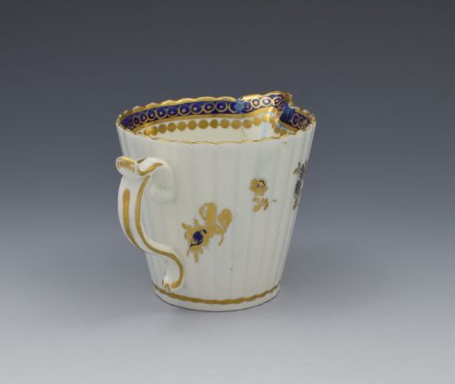fig 1. Caughley Porcelain Fluted Cream Jug Dresden Flowers c.1790
