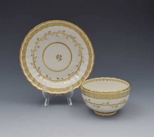 18th Century Derby Porcelain Fluted Tea Bowl & Saucer
