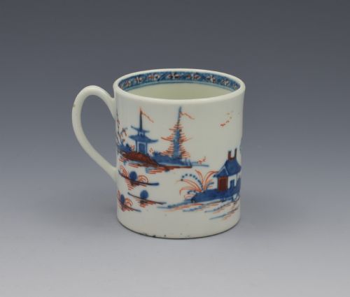 First Period Worcester Small Coffee Can Clobbered Cannonball C.1770