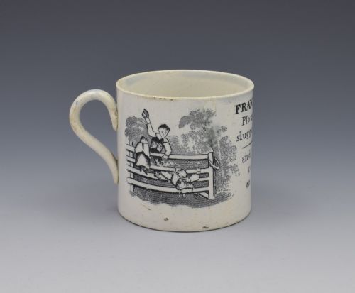 Staffordshire Pearlware Child's Black Printed Mug Franklin's Maxims
