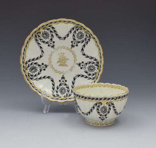 First Period Worcester Fluted Tea Bowl & Saucer C.1780
