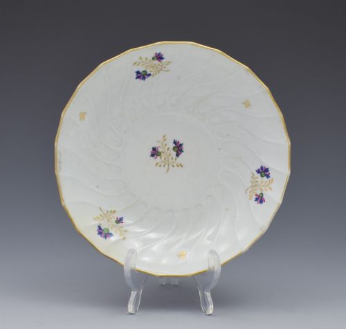 fig 1. Flight Period Worcester Shanked Tea Bowl & Saucer Cornflower Sprigs c.1795
