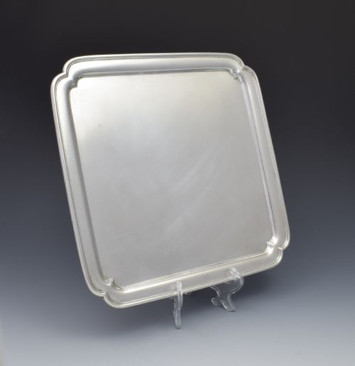 Georgian Style 10" Square Silver Salver Richard Comyns