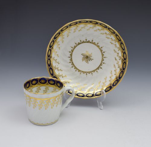 Chamberlain Worcester Shanked Coffee Can & Saucer Pattern 61 C.1795