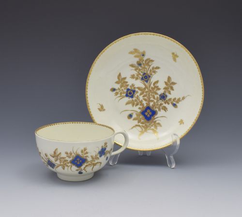 First Period Worcester Porcelain Tea Cup & Saucer C.1785