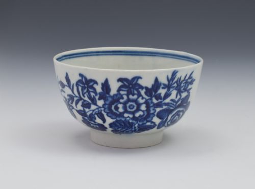 First Period Worcester Porcelain Three Flowers Pattern Tea Bowl C.1775