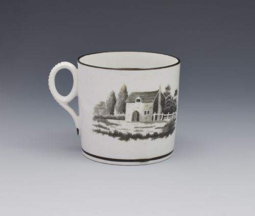 Georgian New Hall Bat Print Landscape Coffee Can C.1805