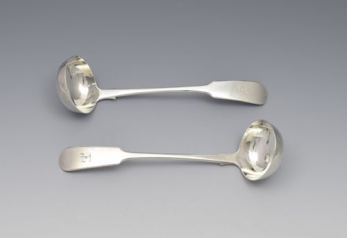 Pair Victorian Scottish Silver Sauce Toddy Ladles Glasgow 1861