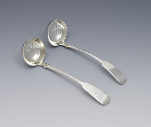 Pair Victorian Scottish Silver Sauce Toddy Ladles Glasgow 1861