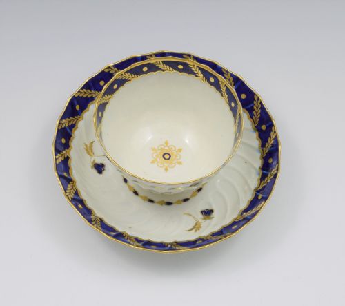 fig 1. Flight Period Worcester Porcelain Spiral Fluted Tea Bowl & Saucer